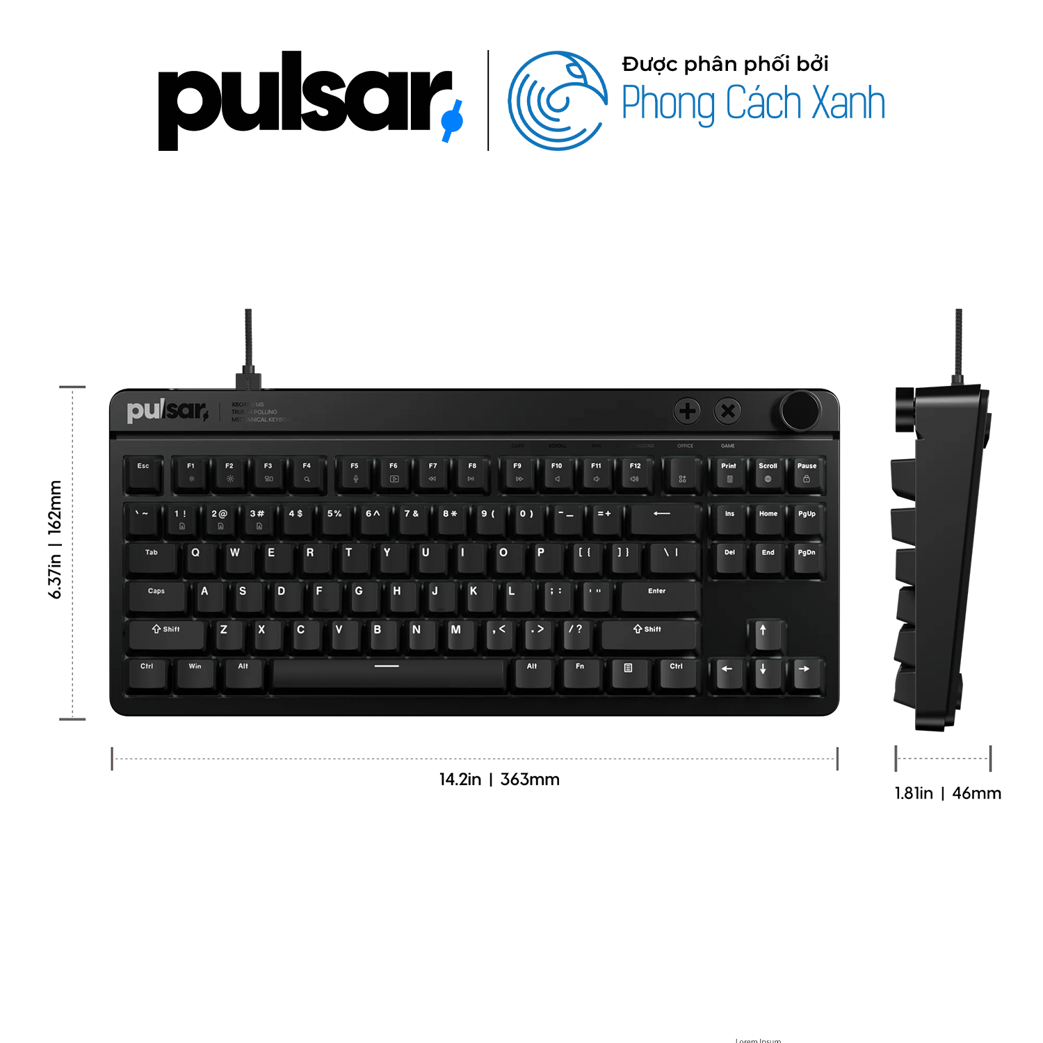 Bàn phím cơ Pulsar Xboard MS TKL ANSI - 8K Polling Rate - Hàng Chính Hãng