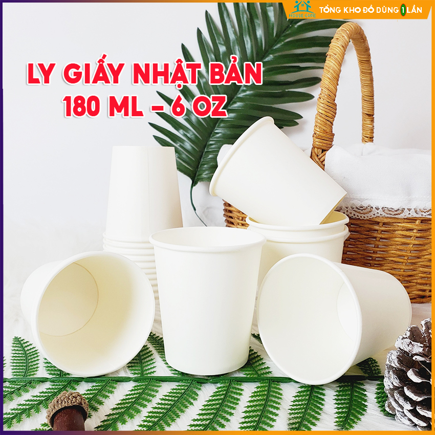 50 Ly Giấy 180ml 6oz NHẬT BẢN, Cốc Giấy Nhỏ Dùng 1 Lần Uống Nước Trong Cửa Hàng, Siêu Thị, Văn Phòng, Công Sở ...