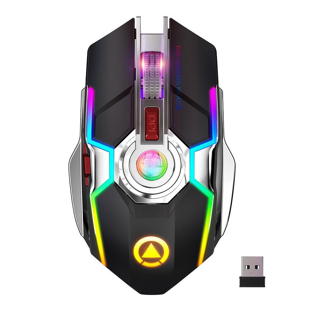 A5 Wireless Gaming Mouse, RGB Mouse Gaming Ergonomic Backlit 7 Black