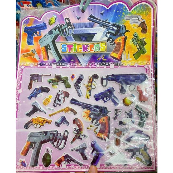 Dán Sticker Siêu Nhân, Robot, Xe Tăng, Máy Bay, Súng, Gấu Kèm Mặt Sau Tô Màu Hình Nổi Bật
