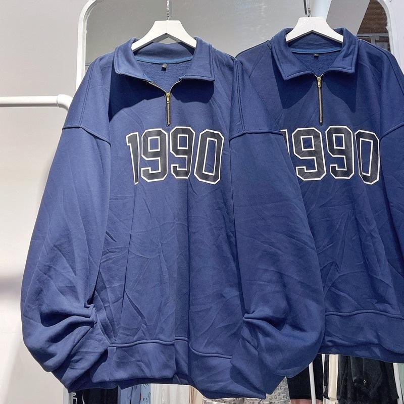 áo sweater có cổ 1998 màu xanh unisex ảnh thật SSSTore ( nam nữ mặc đều được