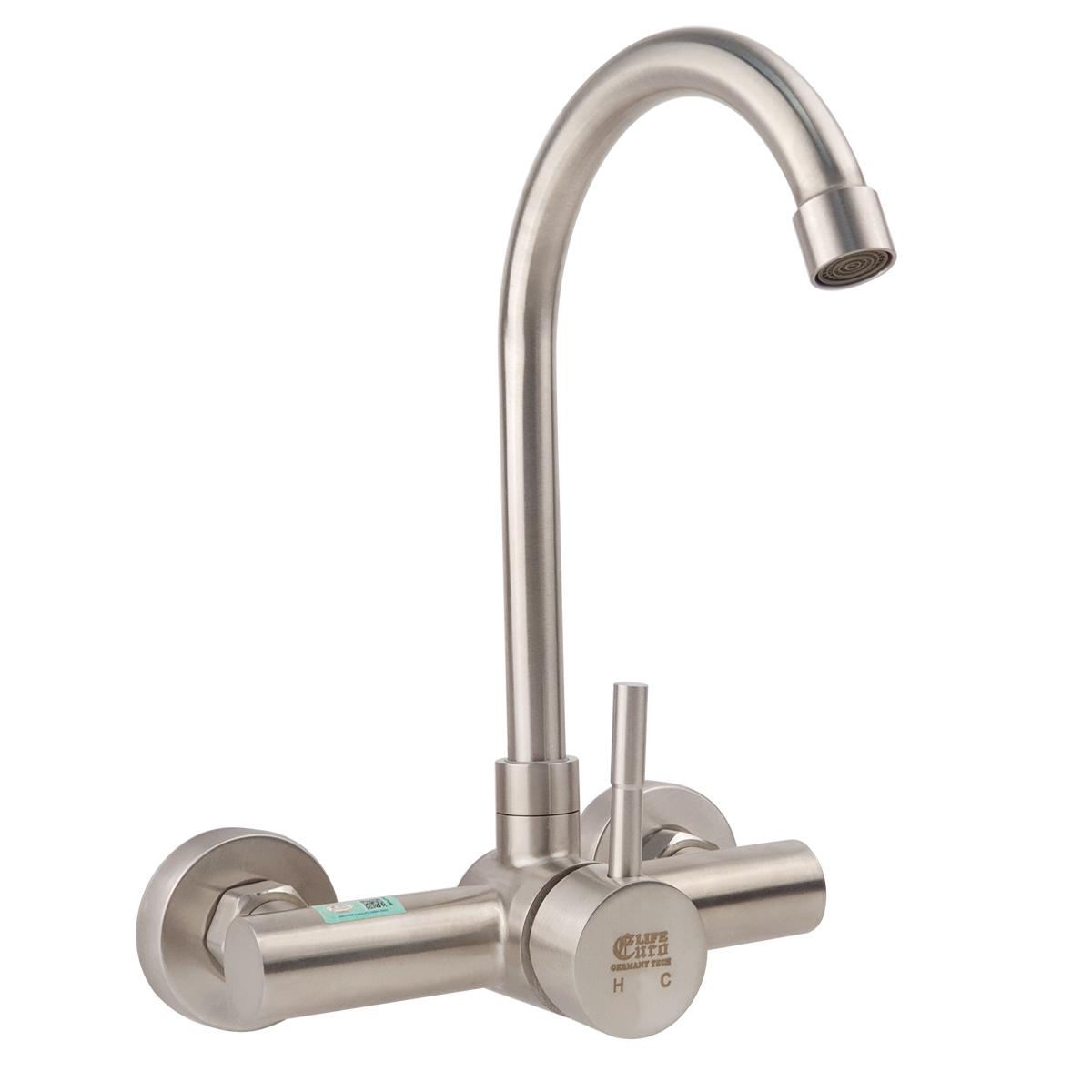 Vòi rửa chén nóng lạnh âm tường Inox SUS 304 Eurolife EL-T018AT