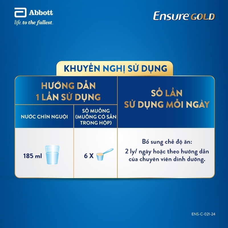 Sữa Bột Ensure Gold Abbott (HMB) 850g/800g Hương Vani Truyền Thống
