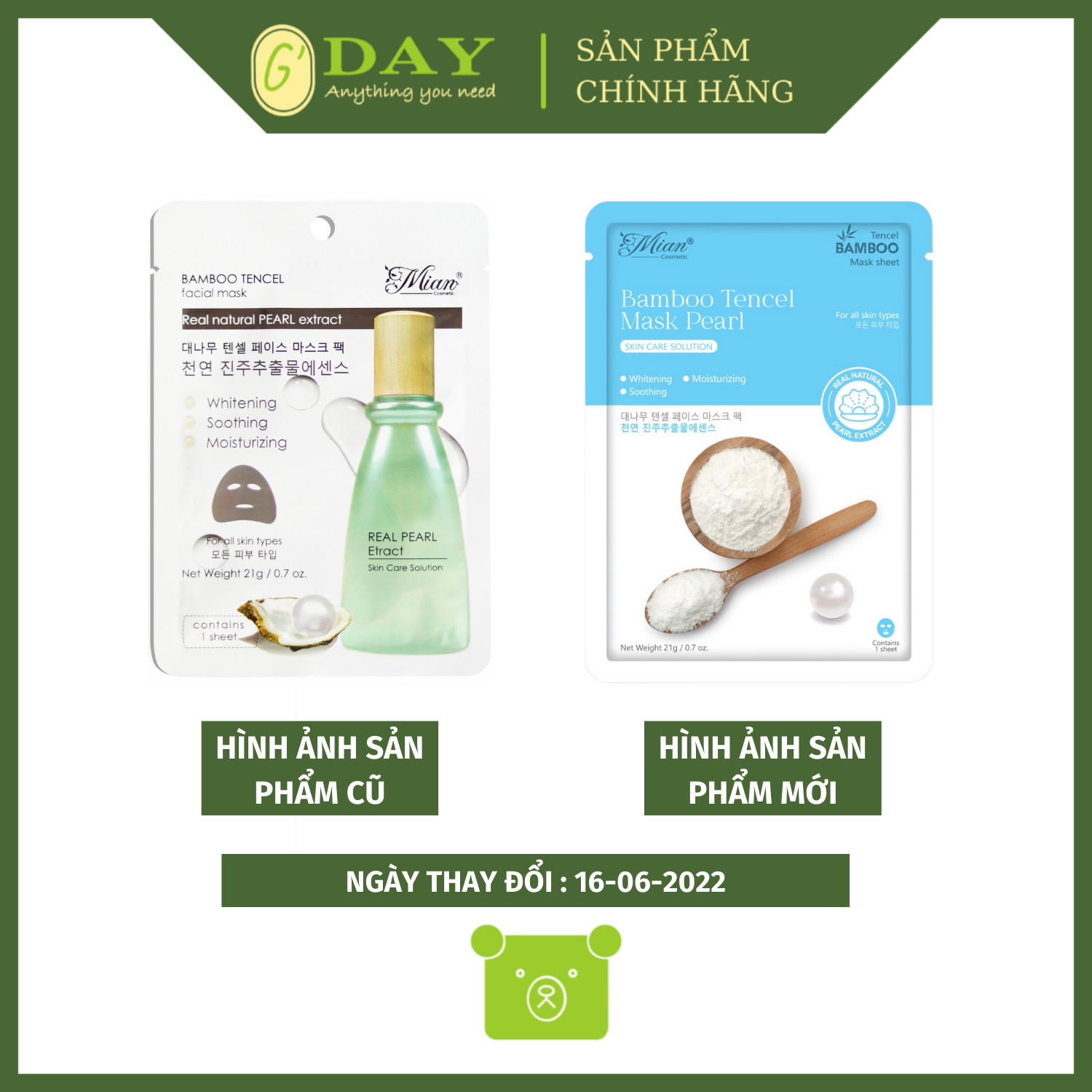 Mặt Nạ Dưỡng Da Mian Bamboo Tencel Mask Pearl Chiết Xuất Ngọc Trai 21g