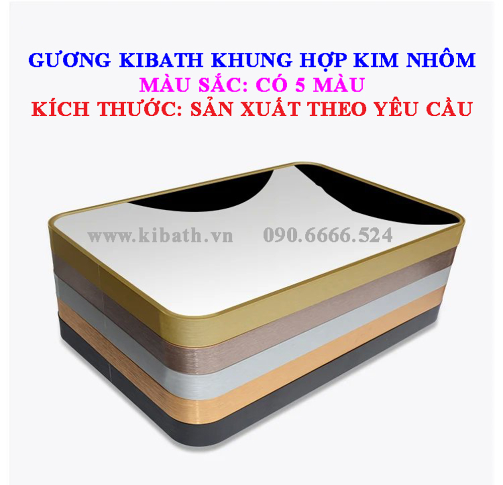 Gương Soi Kibath Chữ Nhât KT 45x60cm Khung Hợp Kim Nhôm KB-138.45x60