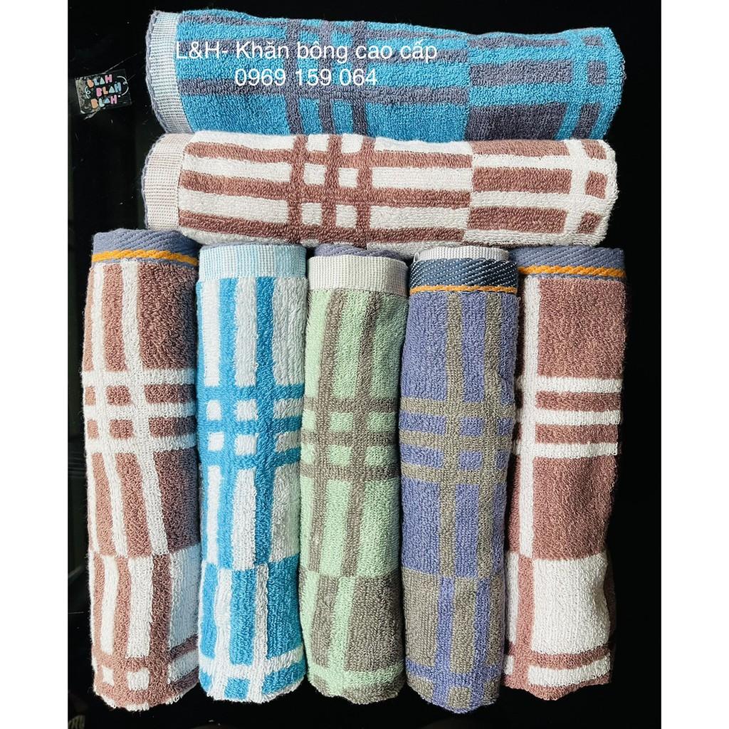 Khăn mặt cotton kẻ ô Tân Thịnh (new), KT 30x50cm