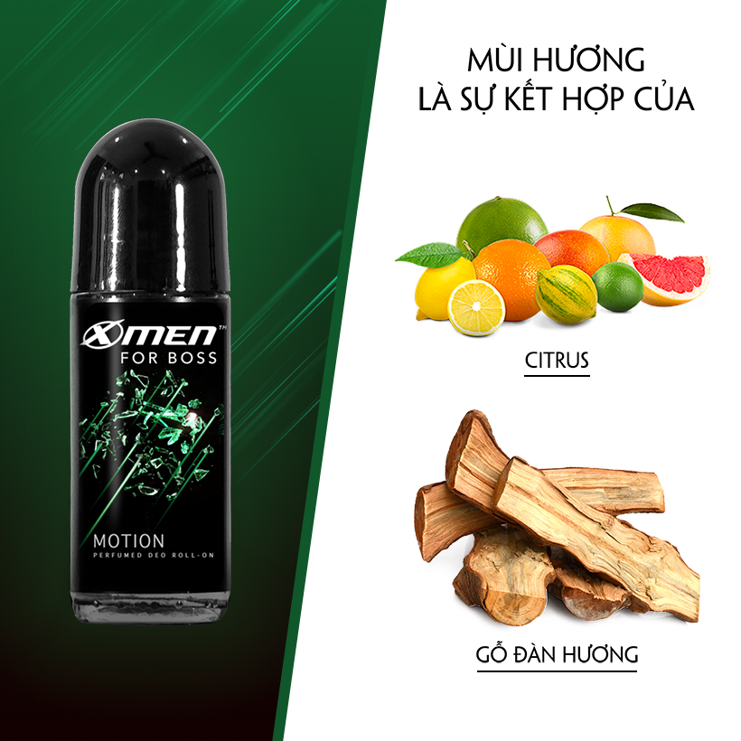 Lăn khử mùi X-Men For Boss Motion - Mùi hương năng động phóng khoáng 50ml