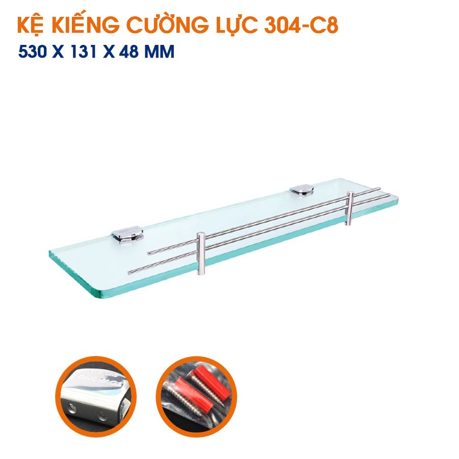 Kệ kiếng treo tường nhiều kiểu dáng inox 304 TOVASHU
