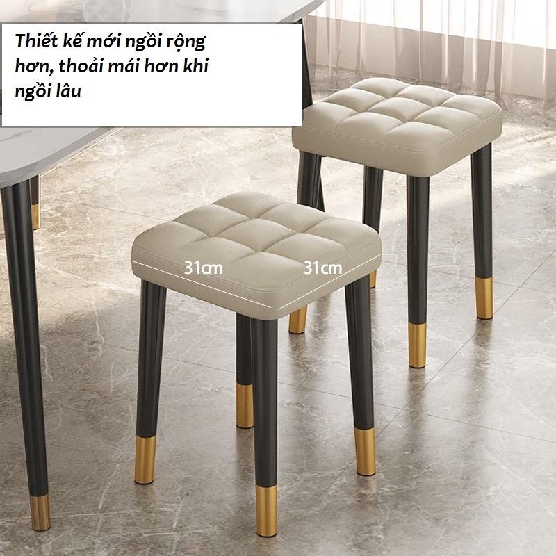 Ghế đẩu vuông đệm múi da sáp trơn công ghệ Nano siêu bền, chân kim loại tải trọng 200 kg phong cách hiện đại