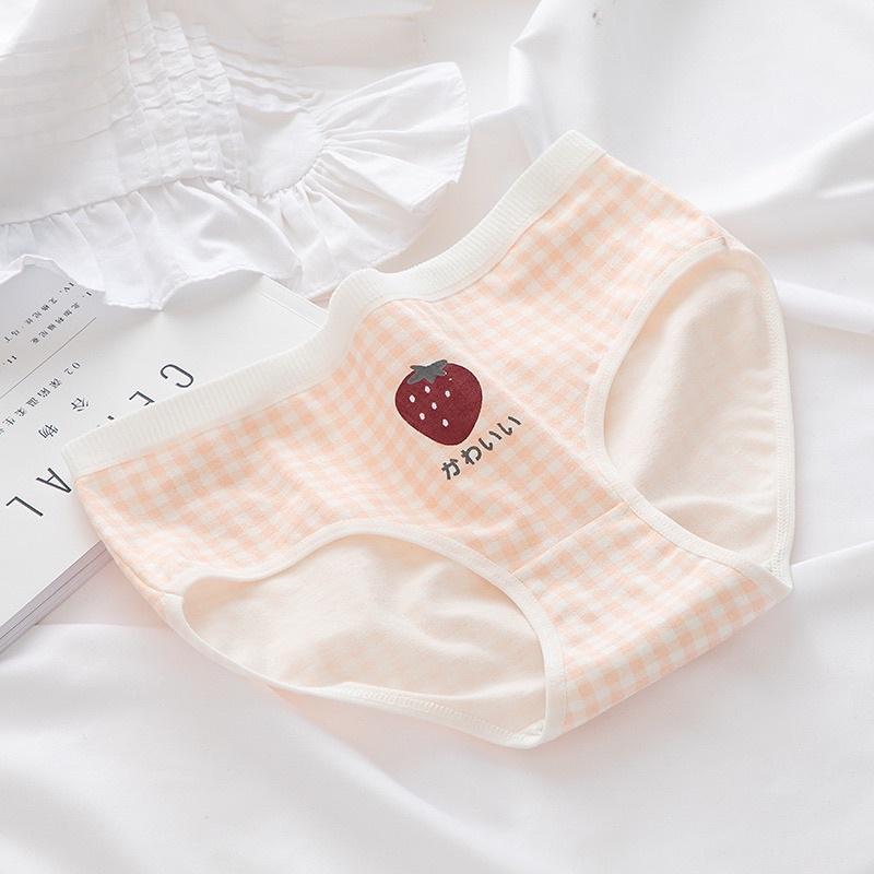 Quần Lót Nữ Cotton Kháng Khuẩn Nâng Mông Kẻ Caro Hoa Quả siêu kute QL03