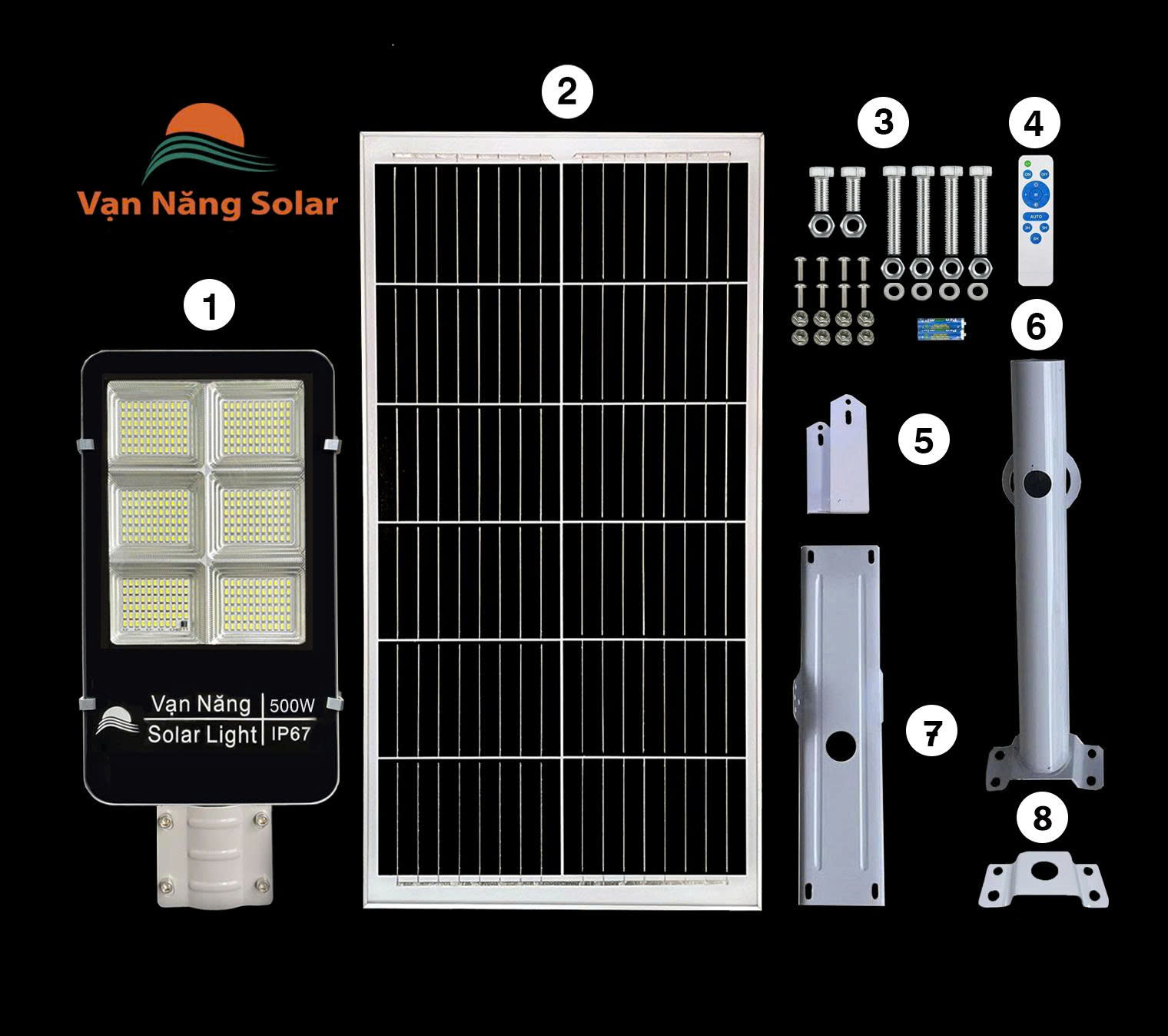 ĐÈN ĐƯỜNG NĂNG LƯỢNG MẶT TRỜI 500W