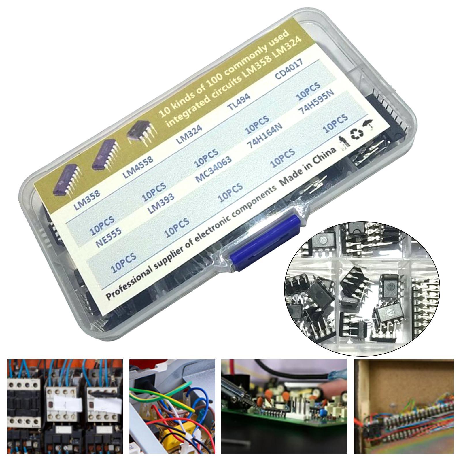100Pcs 10 Values IC Assortment Kit Easy to Storage Practical Accessories