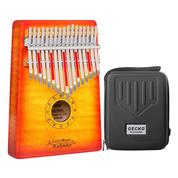 Đàn Kalimba 17 Phím Gỗ Phong Vân Hổ Gecko MC-S Kèm Hộp Đựng - Đỏ Cam