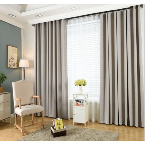Rèm cửa vải LUCYA18-3 có thanh treo hợp kim nhôm màu gỗ đầu nhọn - cao cố định 2m