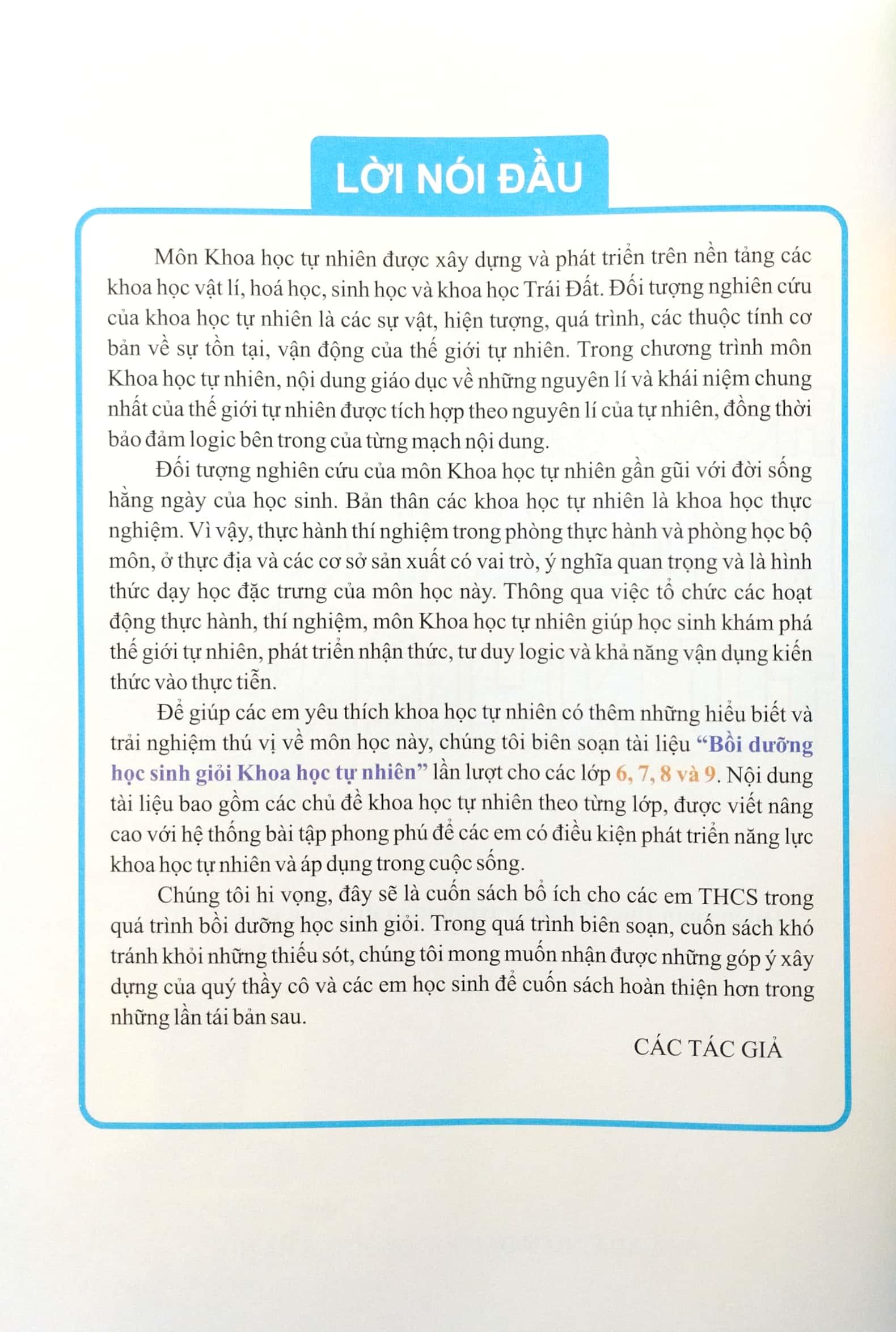 Bồi Dưỡng Học Sinh Giỏi Khoa Học Tự Nhiên 6 (Biên Soạn Theo Chương Trình Giáo Dục Phổ Thông Mới)