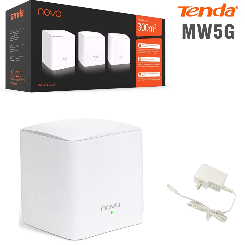 Hệ thống Wifi Nova Mesh cho gia đình Tenda MW5G Chuẩn AC 1200Mbps 3 pack - Hàng Nhập Khẩu