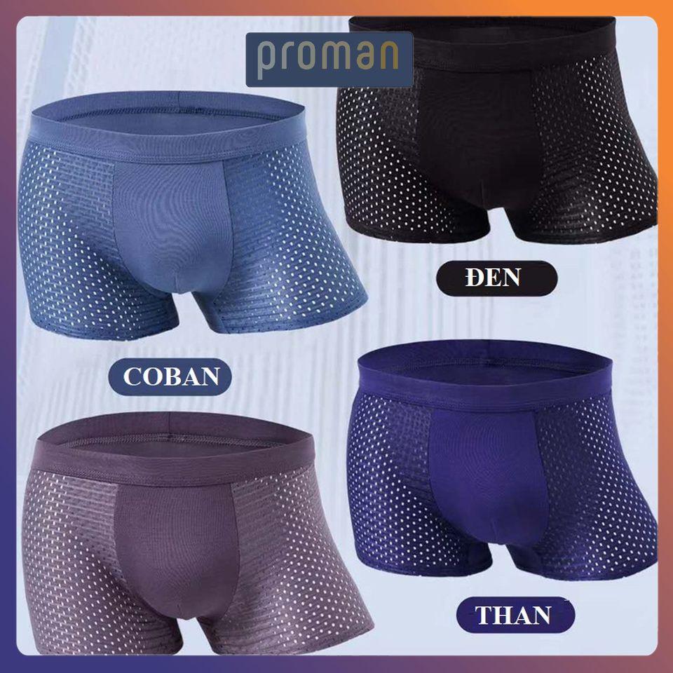 Quần lót nam Boxer thông hơi siêu mát lạnh, Quần sịp đùi nam thông hơi DM siêu dãn ST02 PROMAN