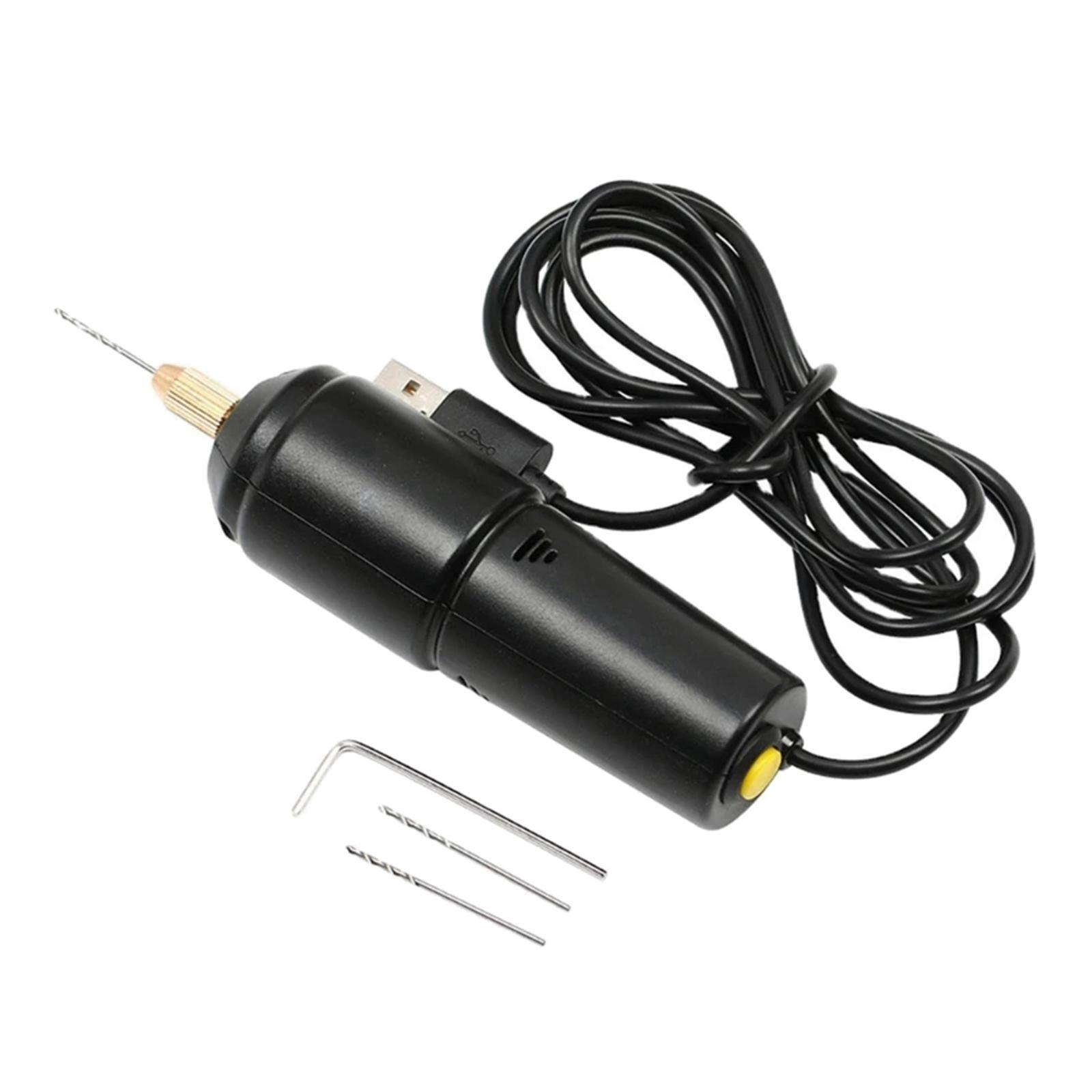 USB 5V Rotary Tool Kit Electric Handheld Dill & 3pcs Drill Bits for DIY Creations Craft Projects Drilling Engraving Polishing