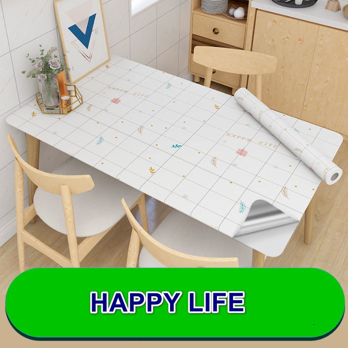 CUỘN 3 mét dài Decal dán bếp tráng nhôm cách nhiệt mẫu HAPPY LIFE khổ 60cm