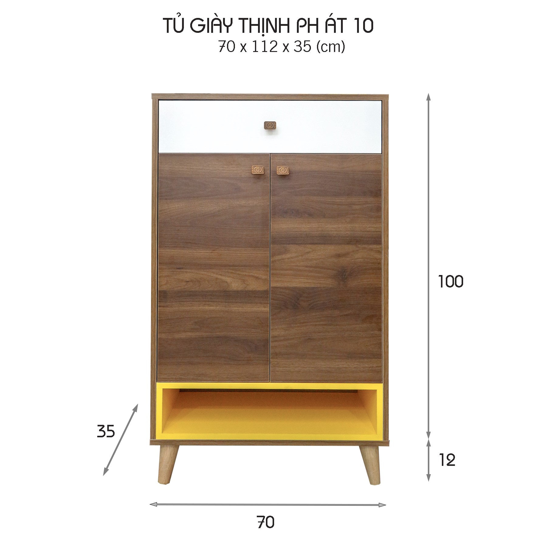 TỦ GIÀY THỊNH PHÁT 10 0.7M X 1M1 GỖ CÔNG NGHIỆP MDF