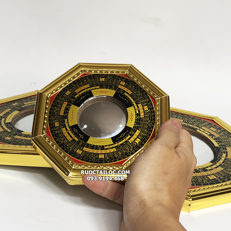 Gương bát quái lồi tiên thiên bát quái bằng kim loại có 3 kích thước 12-16-20cm