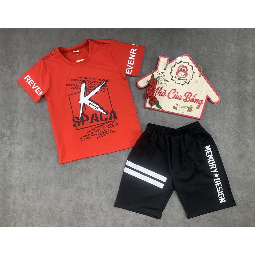 Bộ thun tay ngắn bé trai phối hình in chữ K size 24 - 52 kg