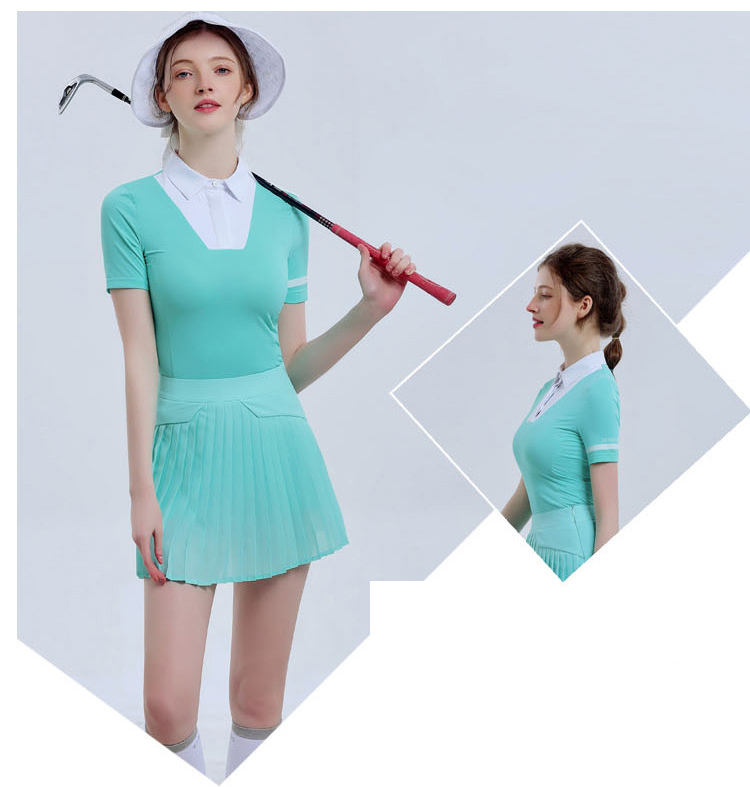 Fullset golf nữ DKGOLF D-SN23085 - D-KN23083 - Set áo và chân váy màu xanh ngọc, tạo ấn tượng cho người mặc