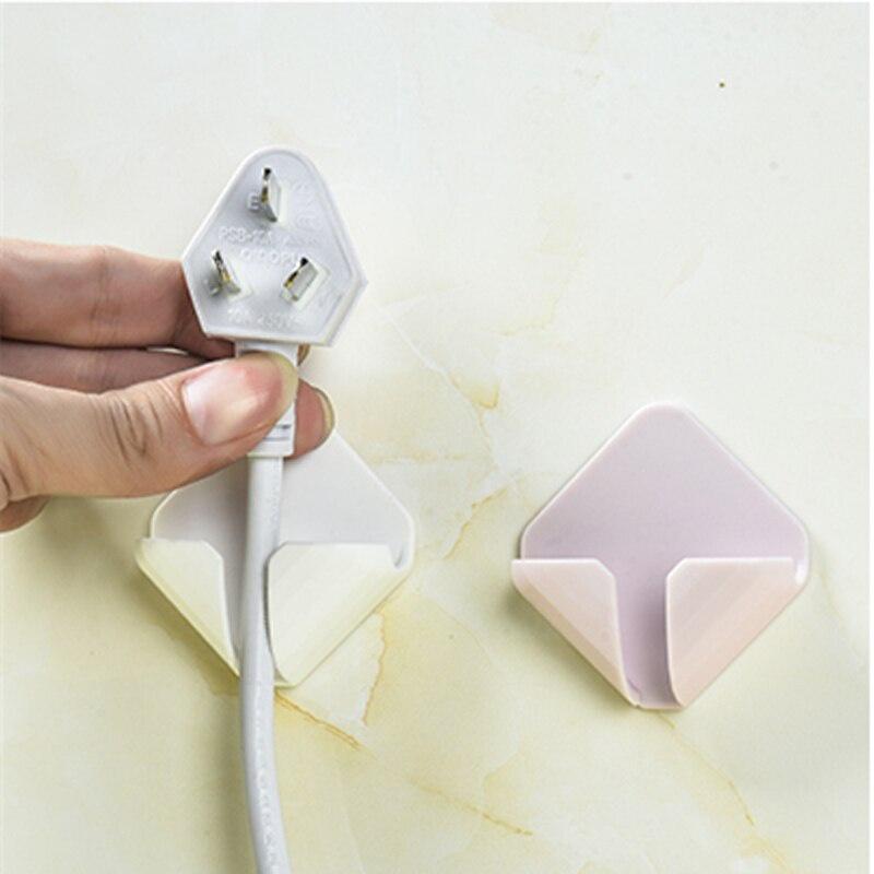 4Pcs Wall Storage Hook Power Plug Socket Hanger Holder Punch-free Transparent Strong Adhesive Hook Home Office Kitchen Bathroom