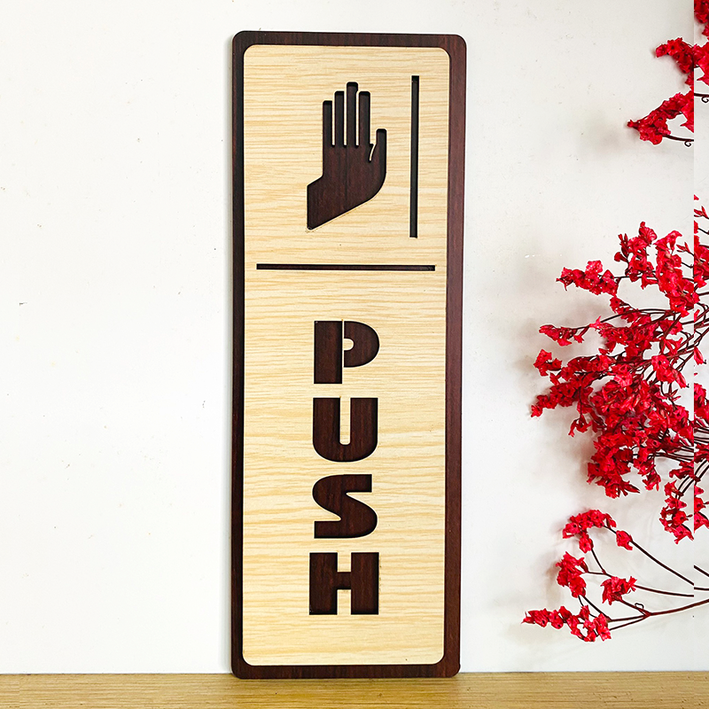 PP13 - Bảng gỗ dán cửa Kéo - Đẩy, Pull - Push decor trang trí – Hướng dọc