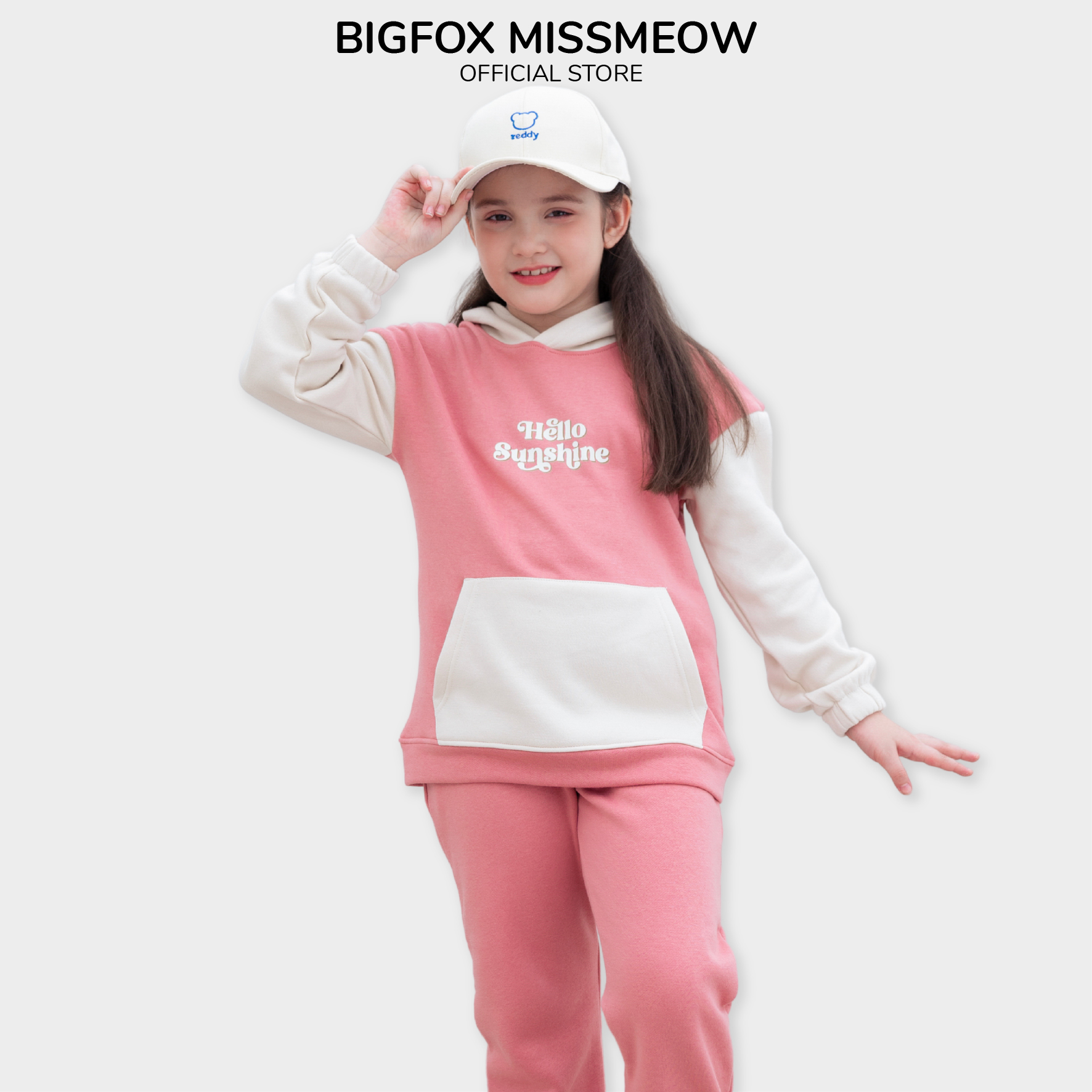 Bộ bé gái thu đông size đại BIGFOX MISS MEOW quần áo cho trẻ em chất nỉ bông ấm áp kiểu Hàn cỡ 3,7,9,11 tuổi 40kg 1998