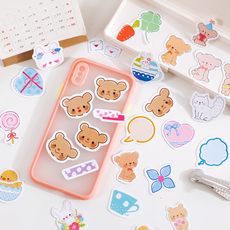 Sticker hộp 45 miếng dán - Nhật Ký Gấu Con - Hộp nhãn dán trang trí sổ tay bullet journal - M431