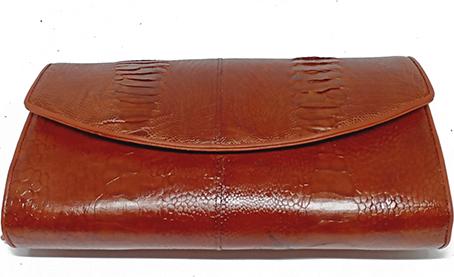 Túi đeo da đà điểu Huy Hoàng da chân màu nâu đỏ HT6417