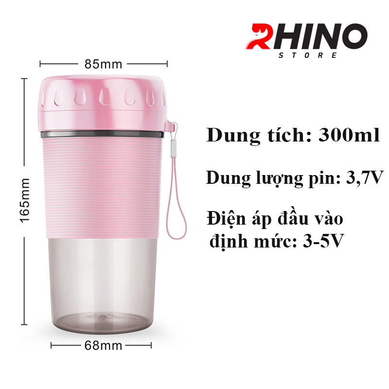 Máy xay sinh tố hoa quả cầm tay Rhino HB101 300ml - Hàng chính hãng