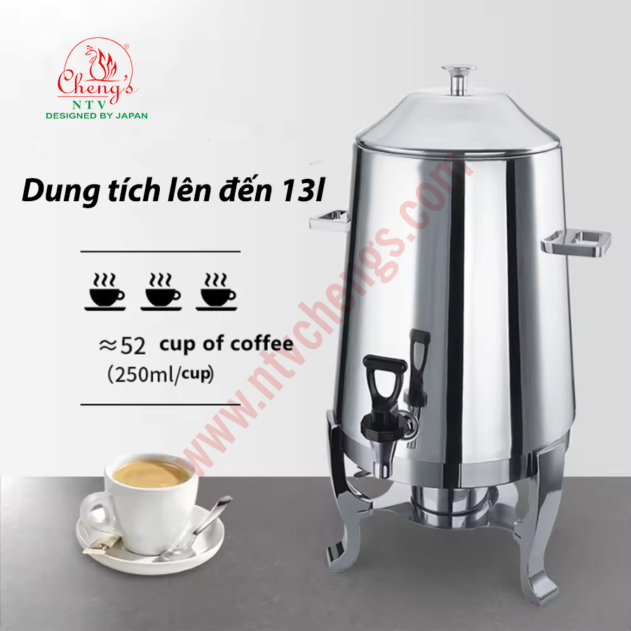 Bình hâm nóng trà cà phê buffet inox cao cấp - Dung tích 13-19 lít/Chuyên nghiệp trong nhà hàng khách sạn/Hàng chính hãng thương hiệu NTV Chengs/Hàng nhập khẩu
