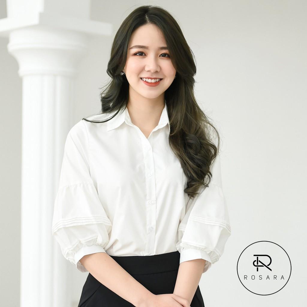 Áo sơ mi nữ trắng thời trang tay bồng Rosara SP84