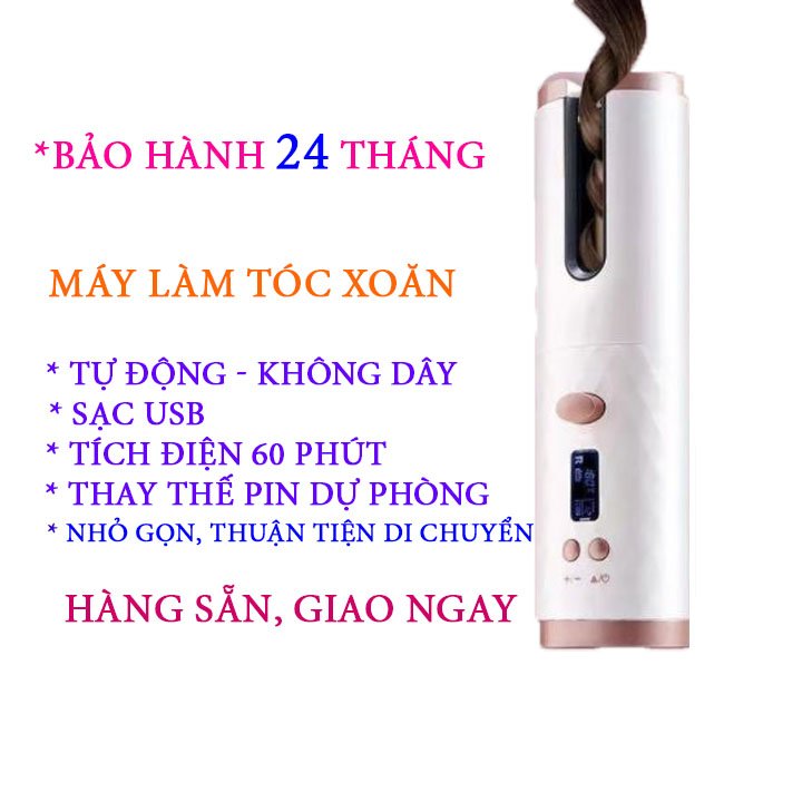 Máy Uốn Tóc Xoăn Tự Động Không Dây- Tích Điện 60 Phút -Nhiều Mức Độ Xoăn- Nhiều Chế Độ Tùy Chỉnh