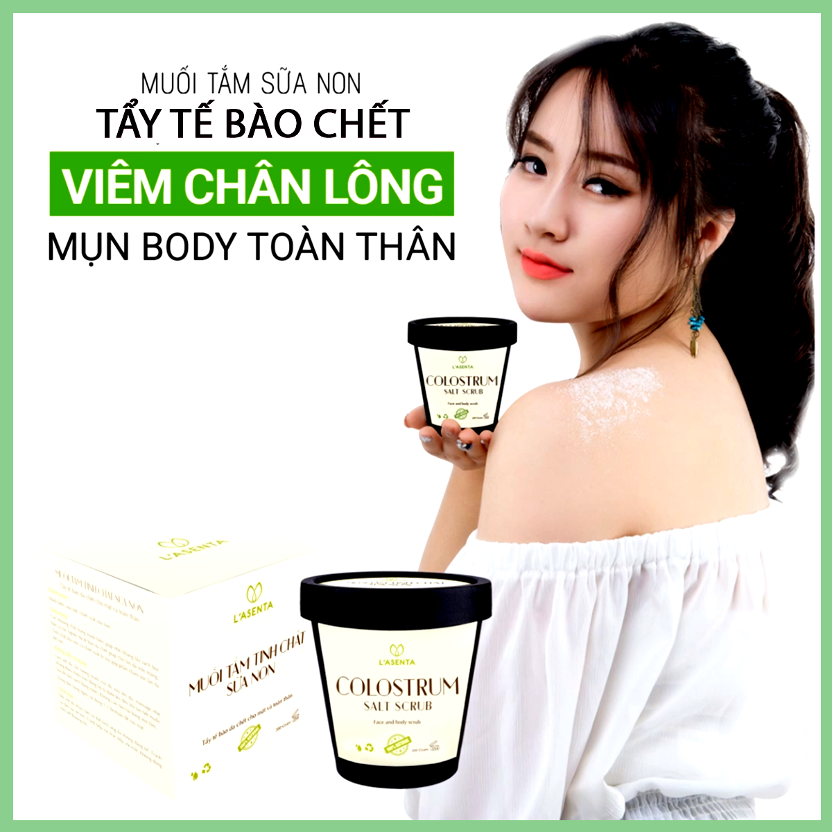 Muối Tắm Tinh Chất Sữa Non L’asenta  Colostrum Salt Scrub (200g)