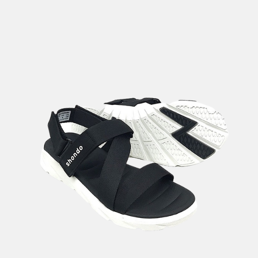 Giày sandal Shondo F6 sport quai đen đế trắng F6S003