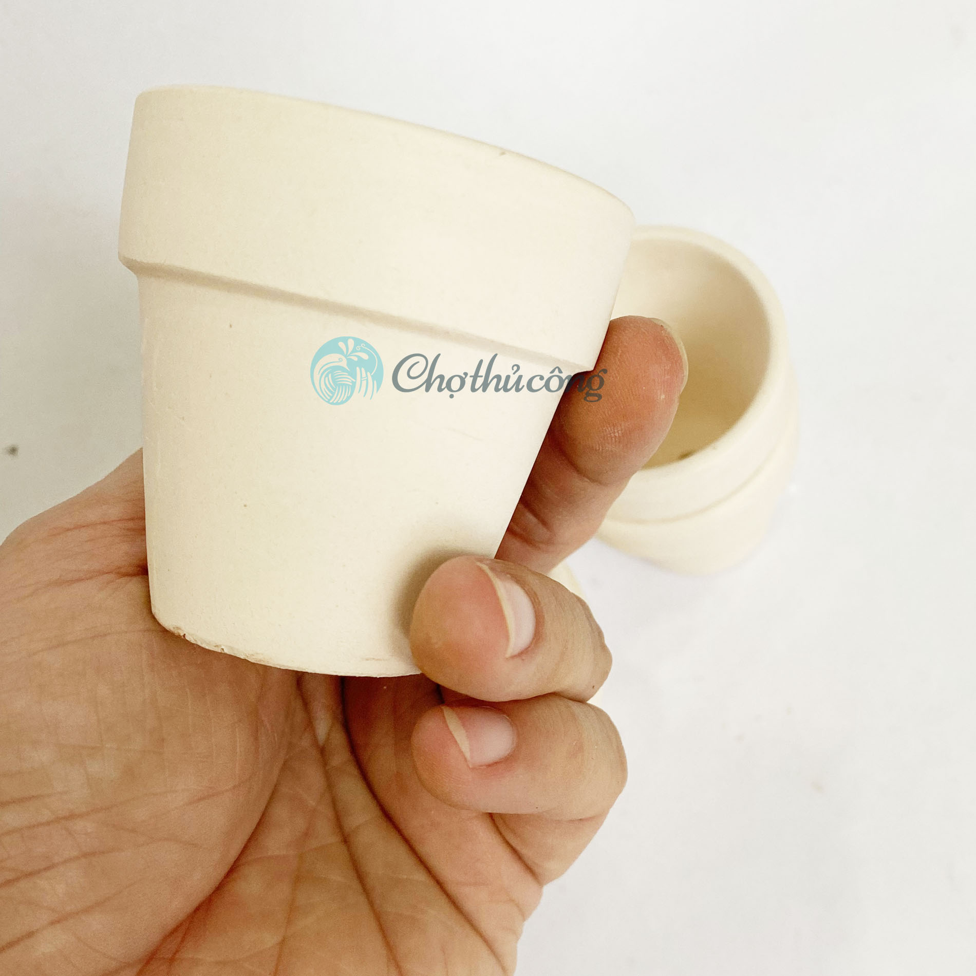 Combo 5 chậu đất nung trồng sen đá mini, xương rồng, bonsai - Chậu cây nhỏ để bàn vintage decor trang trí, chậu vân mây loang hoặc trắng