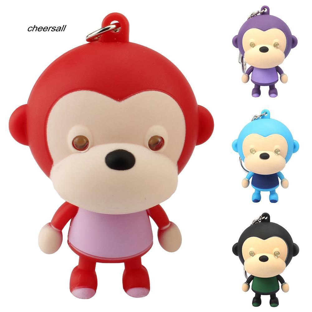 Móc Khóa Hình Khỉ có Đèn Led Phát Sáng với âm nhạc Độc Đáo-Móc khóa khỉ gắn đèn LED phát sáng dễ thương