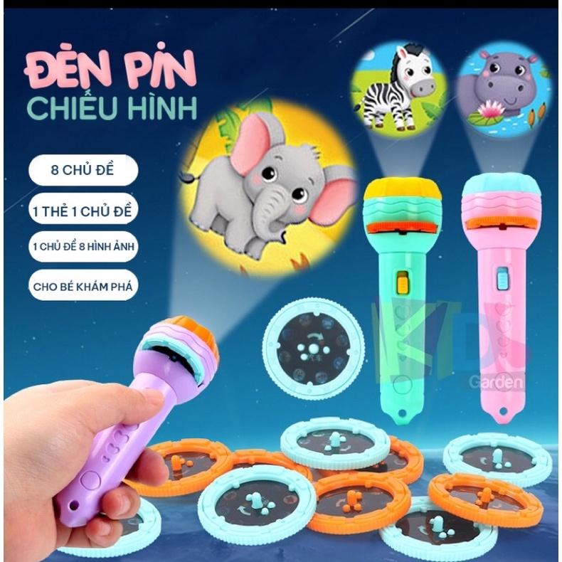 Đèn pin chiếu hình ảnh 3D 24 hình nhiều chủ đề cho bé