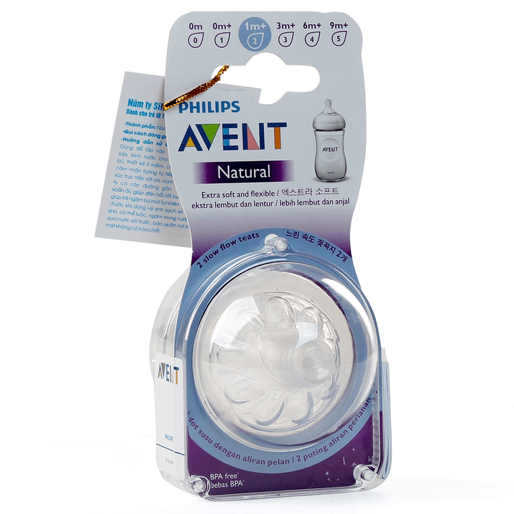 Vỉ 2 Núm Ty Silicone Philips Avent Mô Phỏng Tự Nhiên Số 2