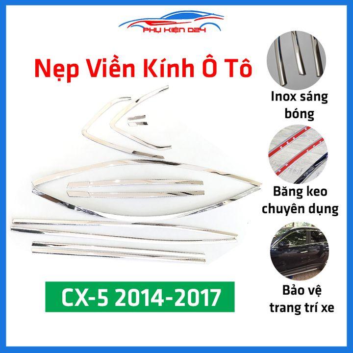 Bộ nẹp viền chân kính cong kính Mazda CX-5 2014-2017 Inox sáng bóng chuẩn form xe