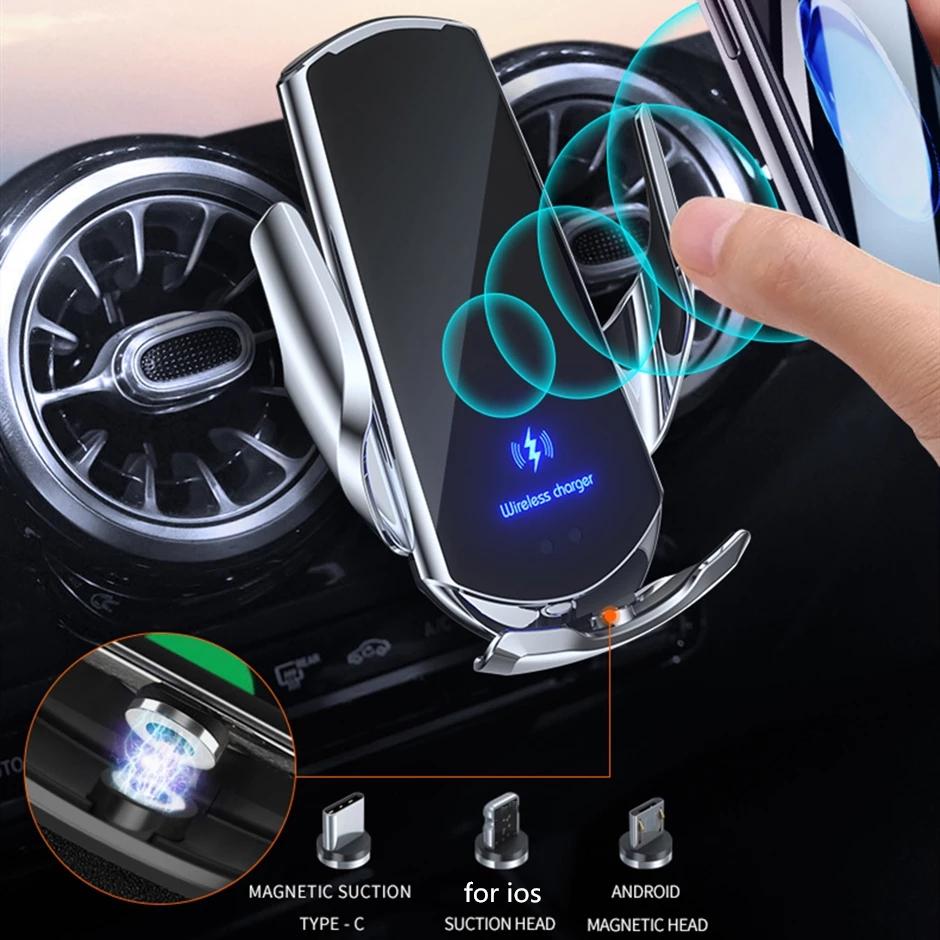 15W Sạc Không Dây Từ Tính Tự Động Gắn Trên Ô Tô Giá Đỡ Điện Thoại Cho 14 13 12 Cảm Ứng Hồng Ngoại Sạc Nhanh