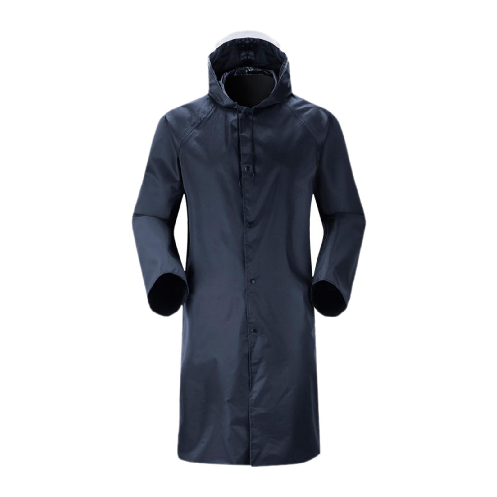 Waterproof Hooded Rain Jacket Lightweight Windproof Outdoor Long Raincoat L