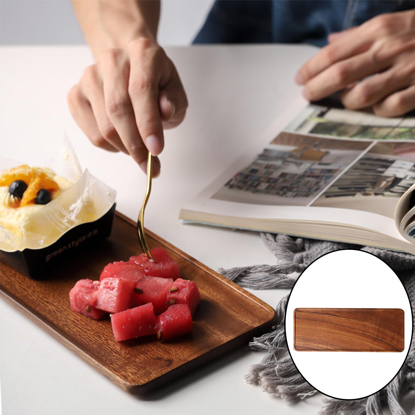 Wood Rectangular Tableware Serving Tray Food Fruit Plate Tea Serving Plate Snacks Food Storage Dish Serving Table Plate for Restaurant Home