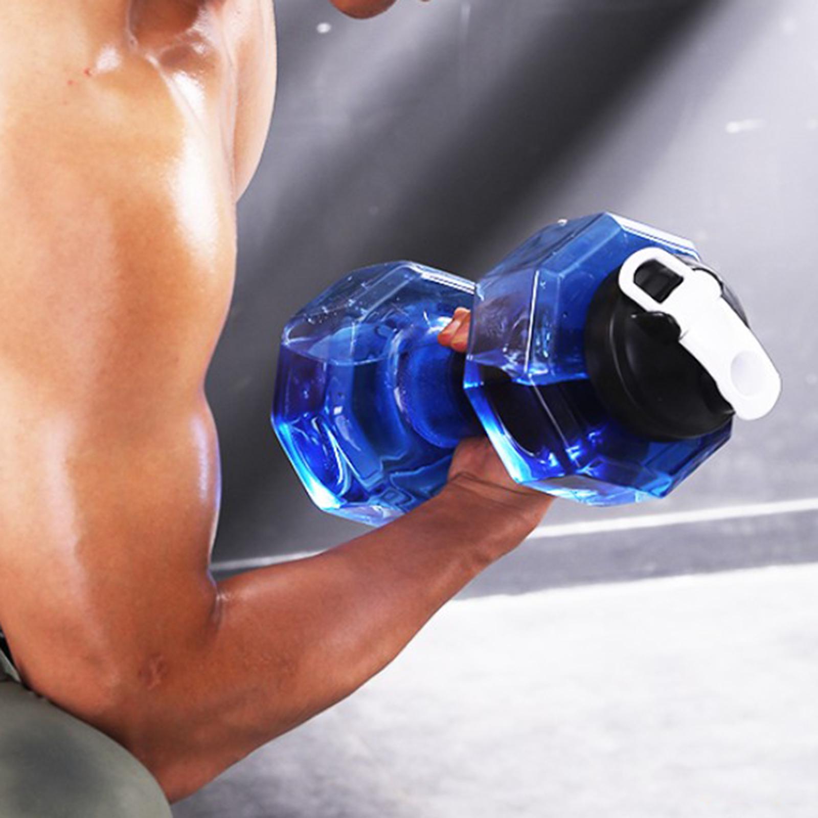 2xFitness Dumbbells Weight Strong Water Drinks Bottle 2600ml Blue