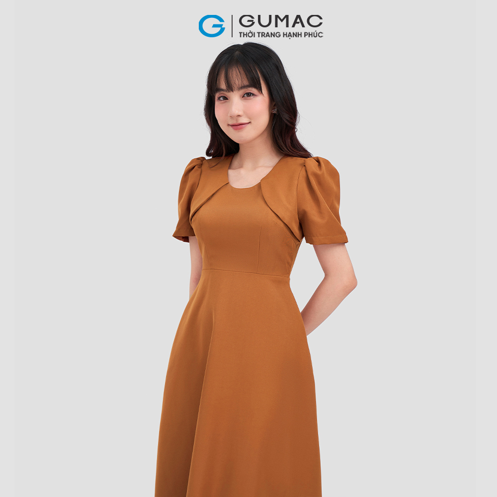 Đầm xòe GUMAC LD1117 tay nhún thanh lịch