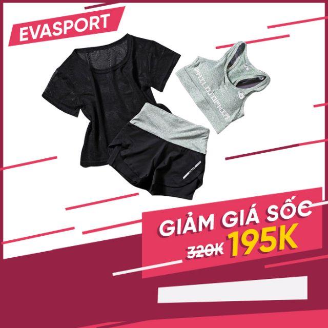  Set bộ đồ tập gym nữ ngắn gồm áo bra áo lưới quần đùi 2 lơp tập yoga gym aerobic thể thao co giãn