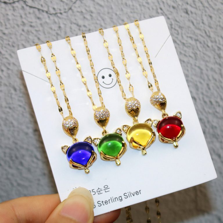 Dây Chuyền Hồ Ly Đá Nhiều Màu Titan Ko Han Rỉ TT 3848